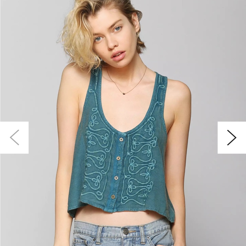 Urban outfitters Ecote Acid-Wash Military Cropped Tank Top size small
